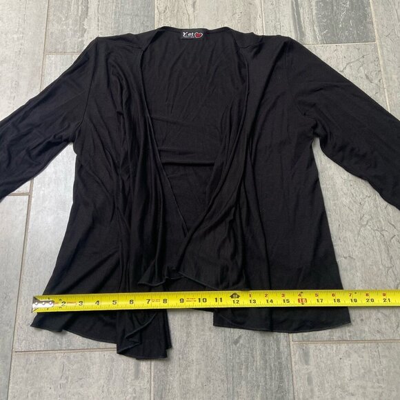 Young at Heart Lightweight Open Waterfall Front Cardigan Black Size Small - Picture 6 of 7